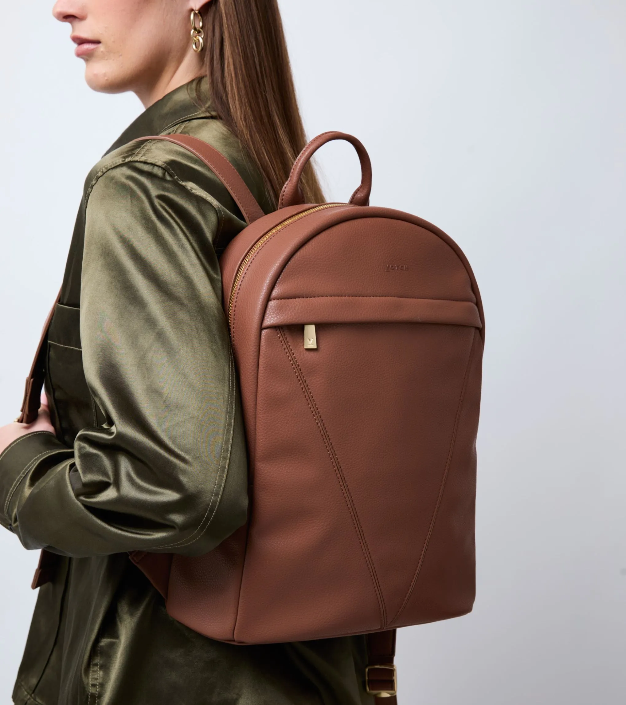 Laurie Vegan Bio-Based Bamboo Leather Backpack in Brown