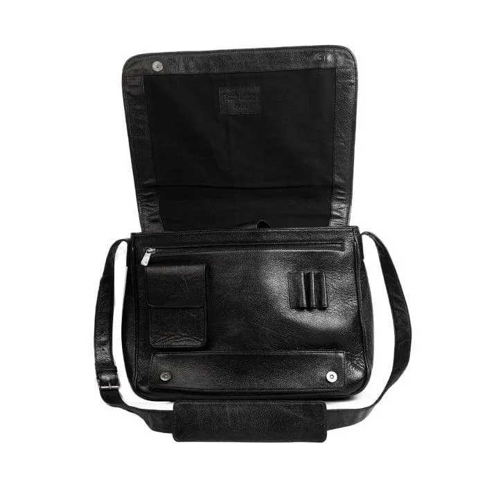 Leather Messenger Bag | Black