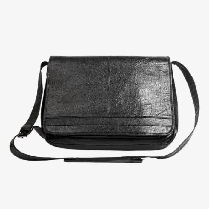 Leather Messenger Bag | Black