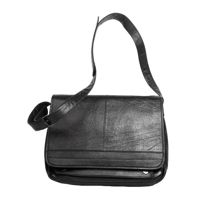 Leather Messenger Bag | Black