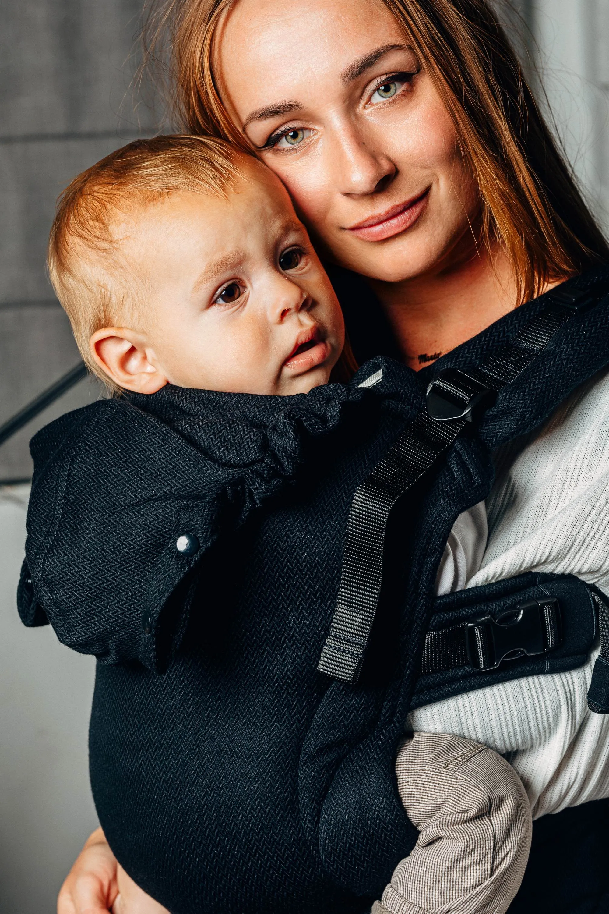 LennyLamb LennyGo Ergonomic Baby Carrier Baby Size Little Herringbone Ebony Black