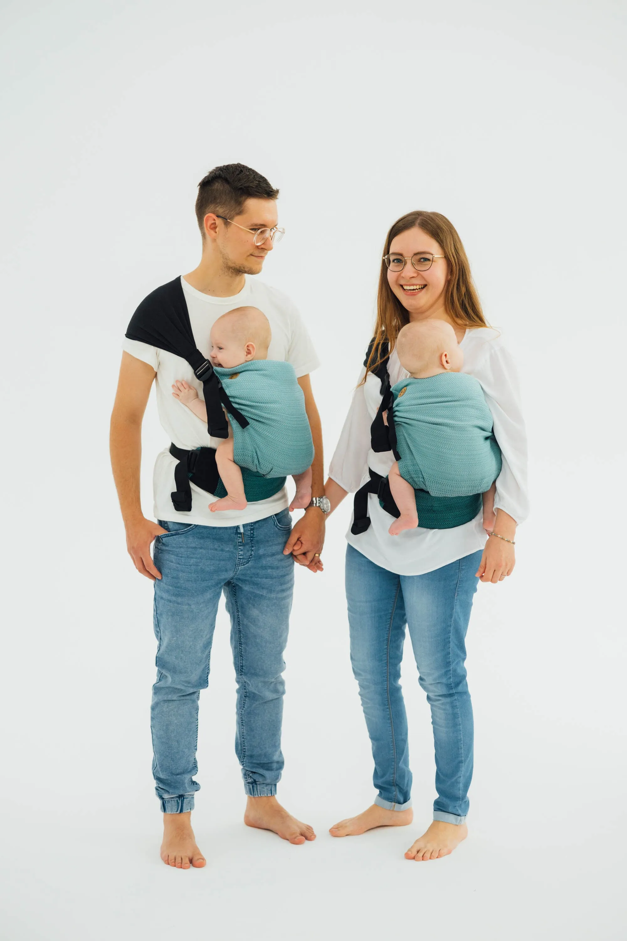 LennyLamb LennyTwin Baby Carrier Little Herringbone Ombre Green