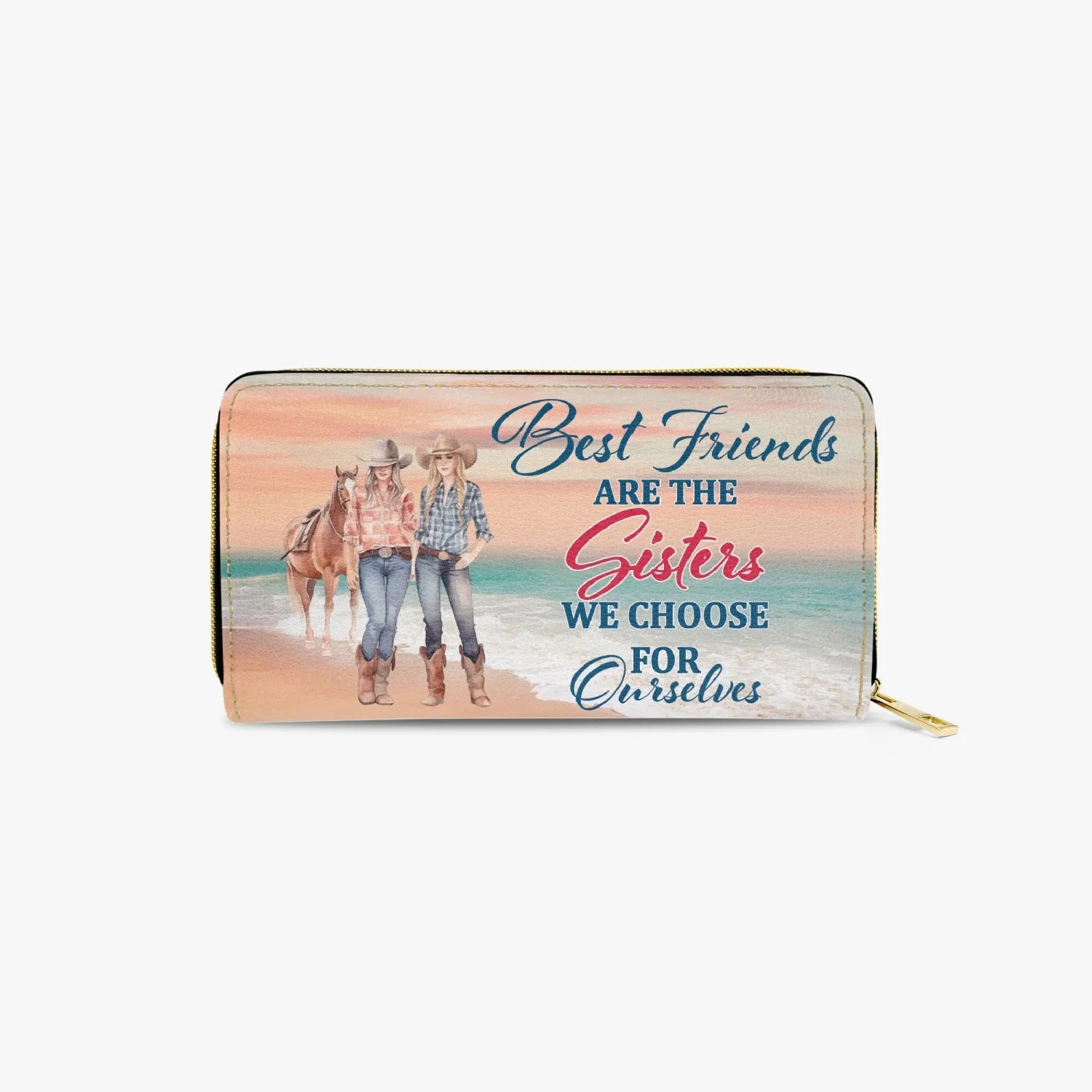 Long Type Zipper Purse - Beach, Horses, Best Friends