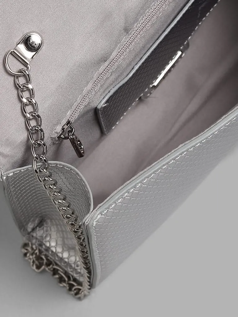 LOV Silver Textured Sling Clutch