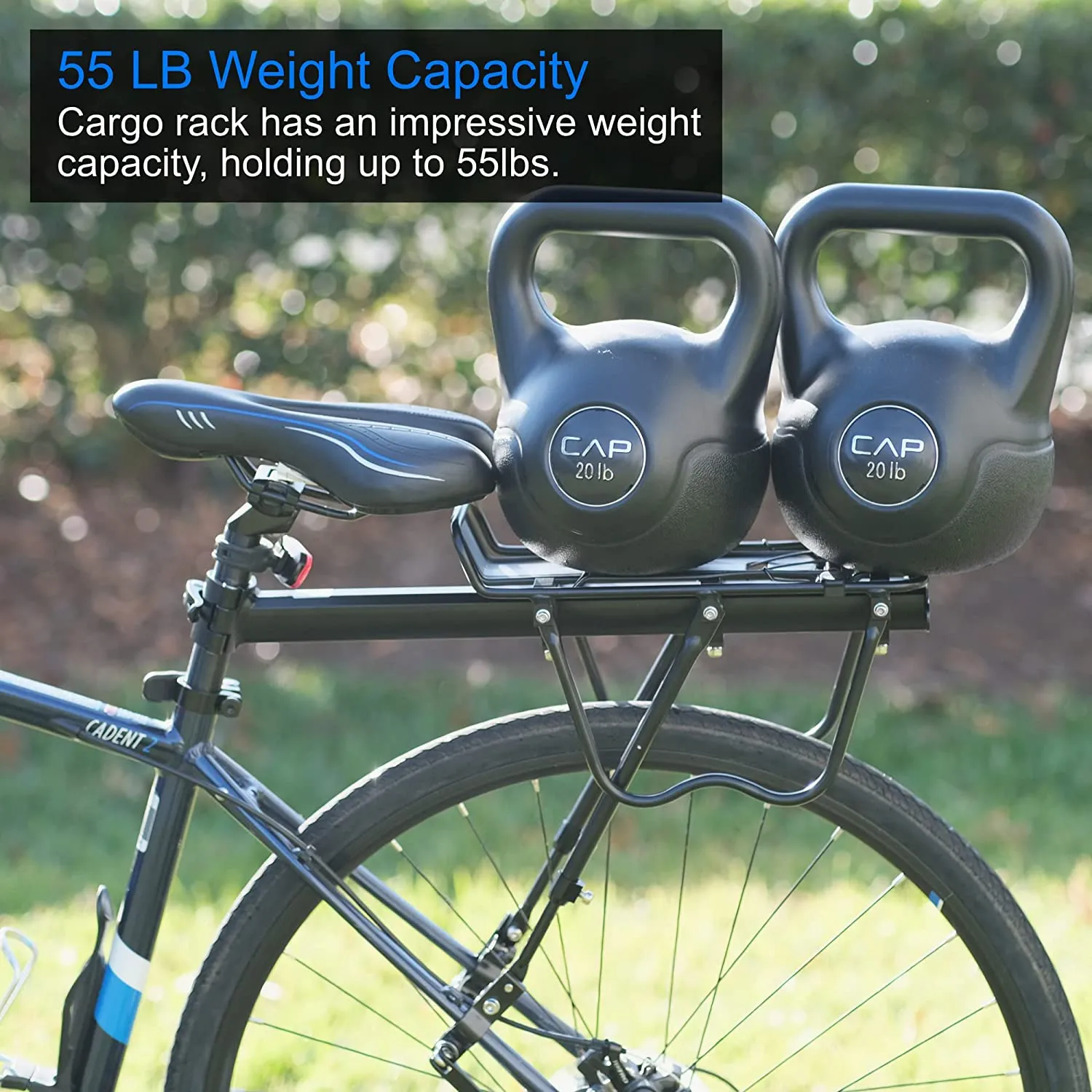 Lumintrail Bike Cargo Rack LC-671-09-05 Seatpost Mounted Bicycle Luggage Carrier with Adjustable Frame-Mount Arms, for Trunk Bags and Pannier Bags, 55 LBs Weight Capacity