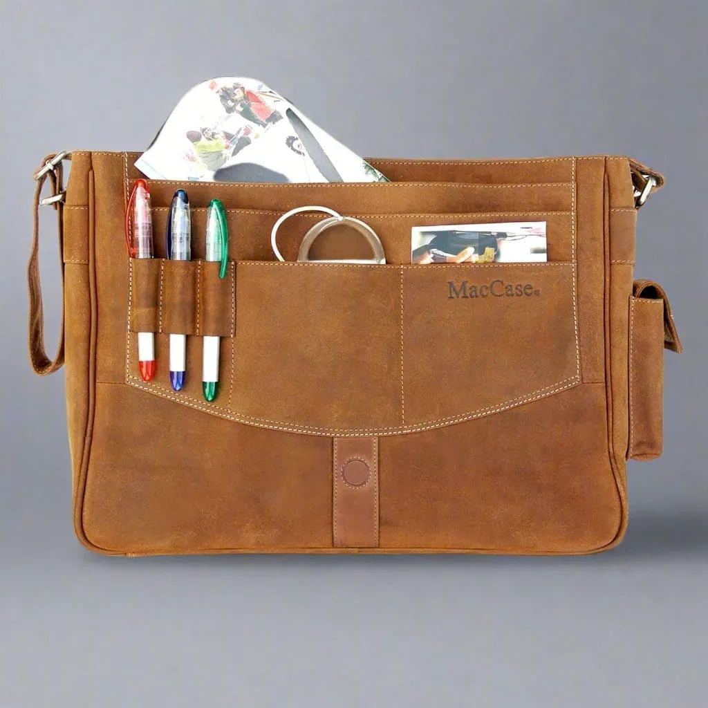 MacCase Preium Leather 14" MacBook Pro Messenger Bag Set