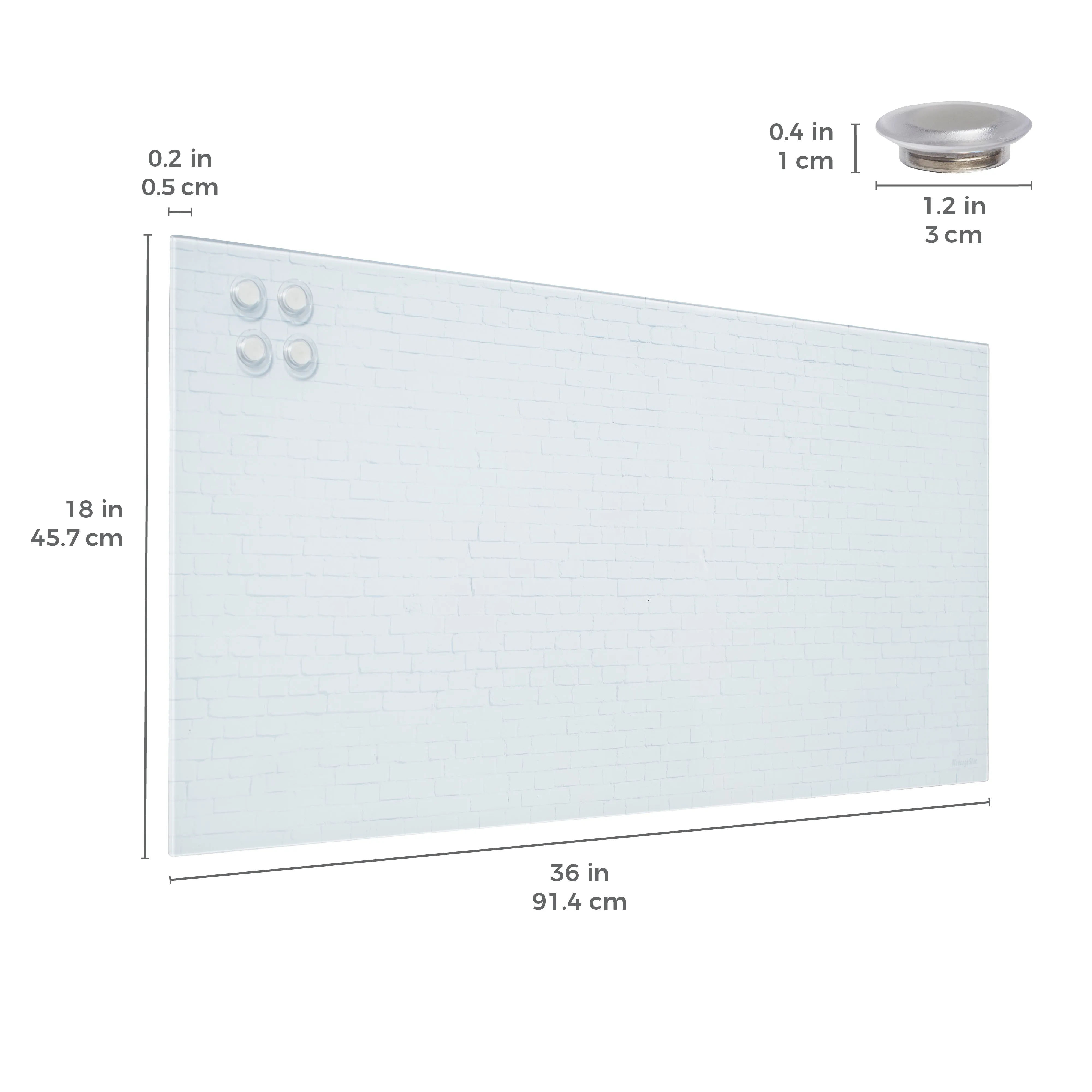 Magnetic Dry-Erase Glass Board with Magnets, 18in x 36in, Wall-Mounted Whiteboard