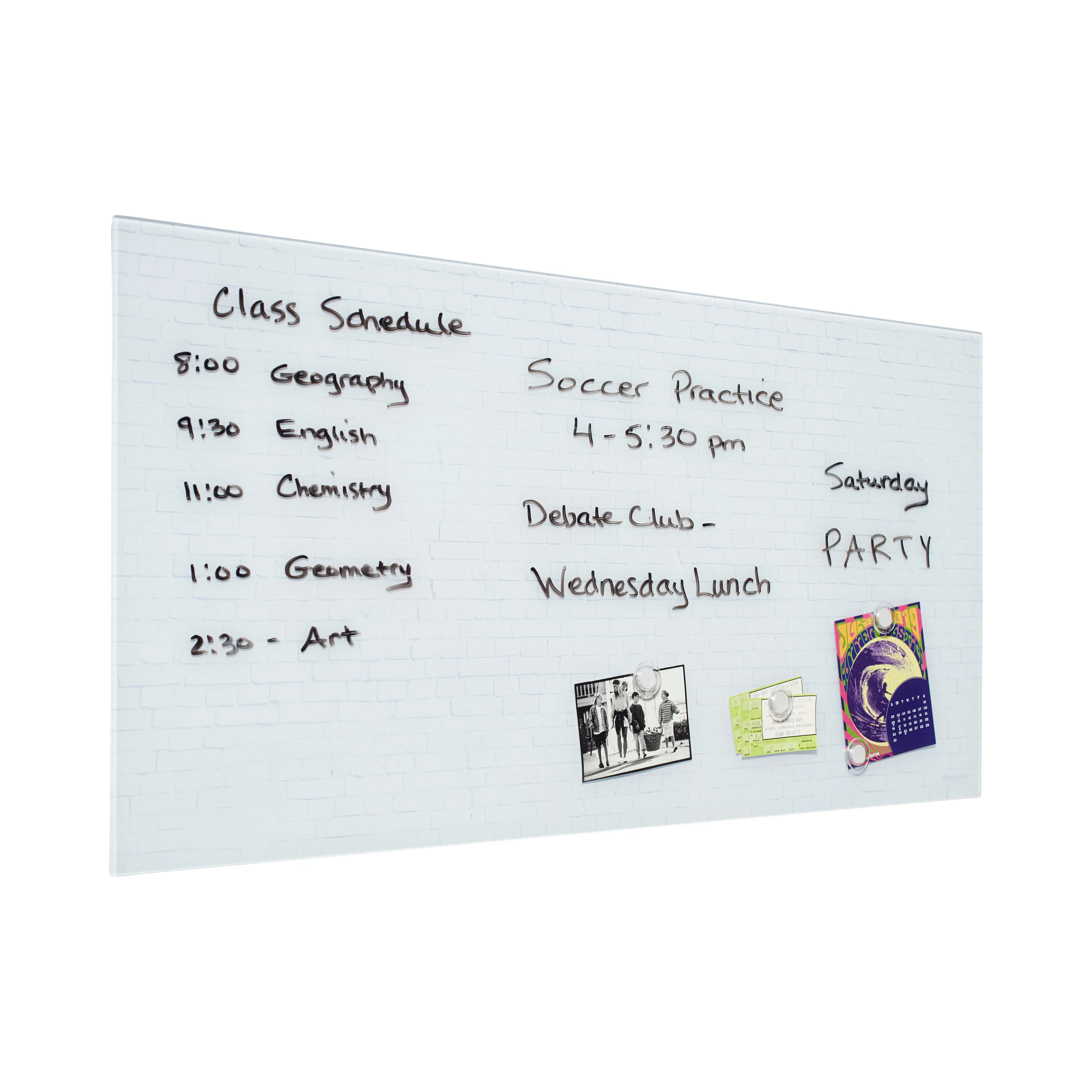 Magnetic Dry-Erase Glass Board with Magnets, 18in x 36in, Wall-Mounted Whiteboard