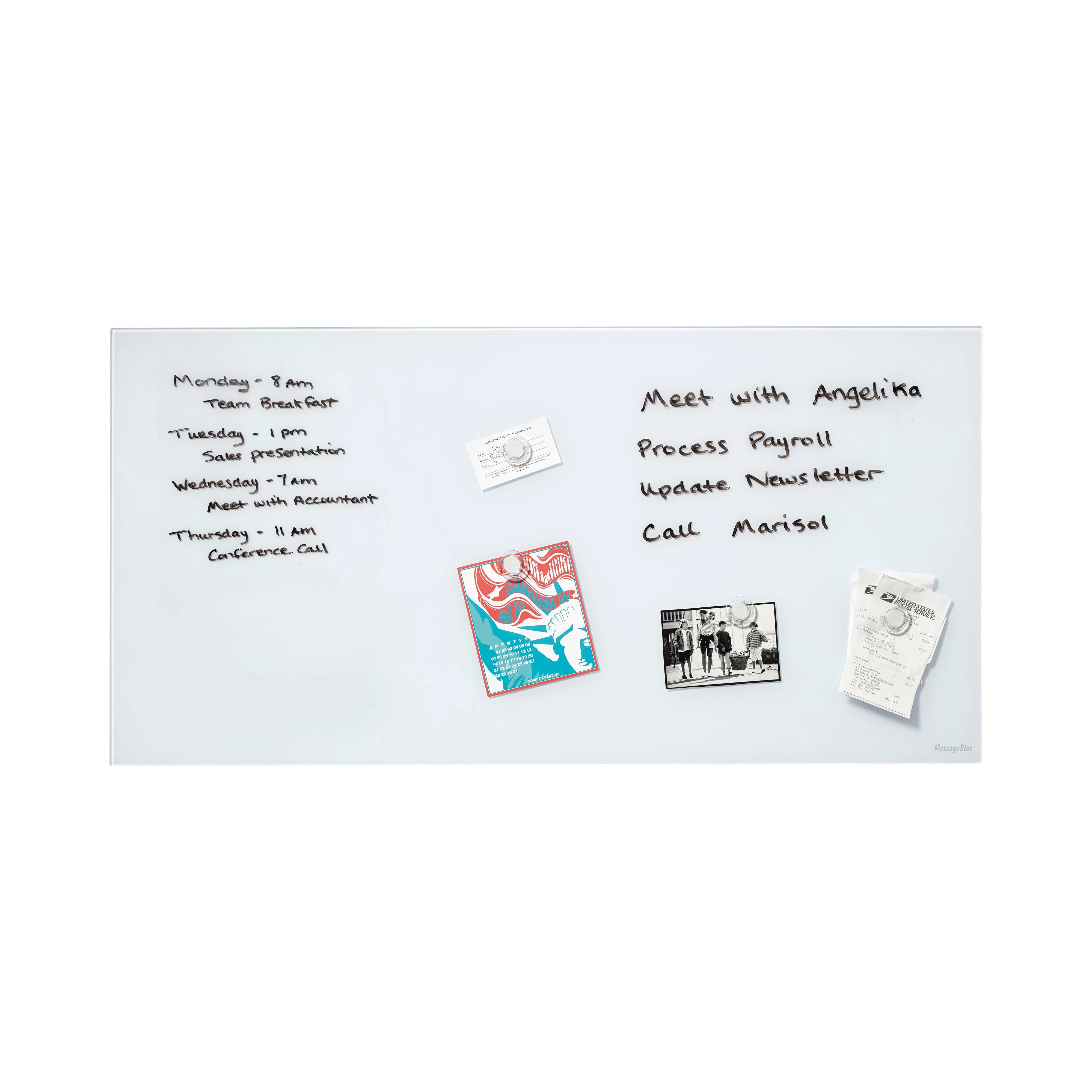 Magnetic Dry-Erase Glass Board with Magnets, 18in x 36in, Wall-Mounted Whiteboard