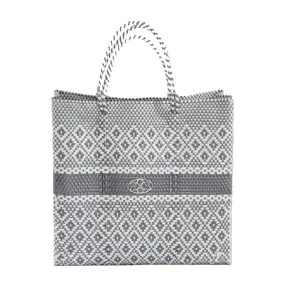 MEDIUM SILVER AZTEC STRIPED TOTE BAG