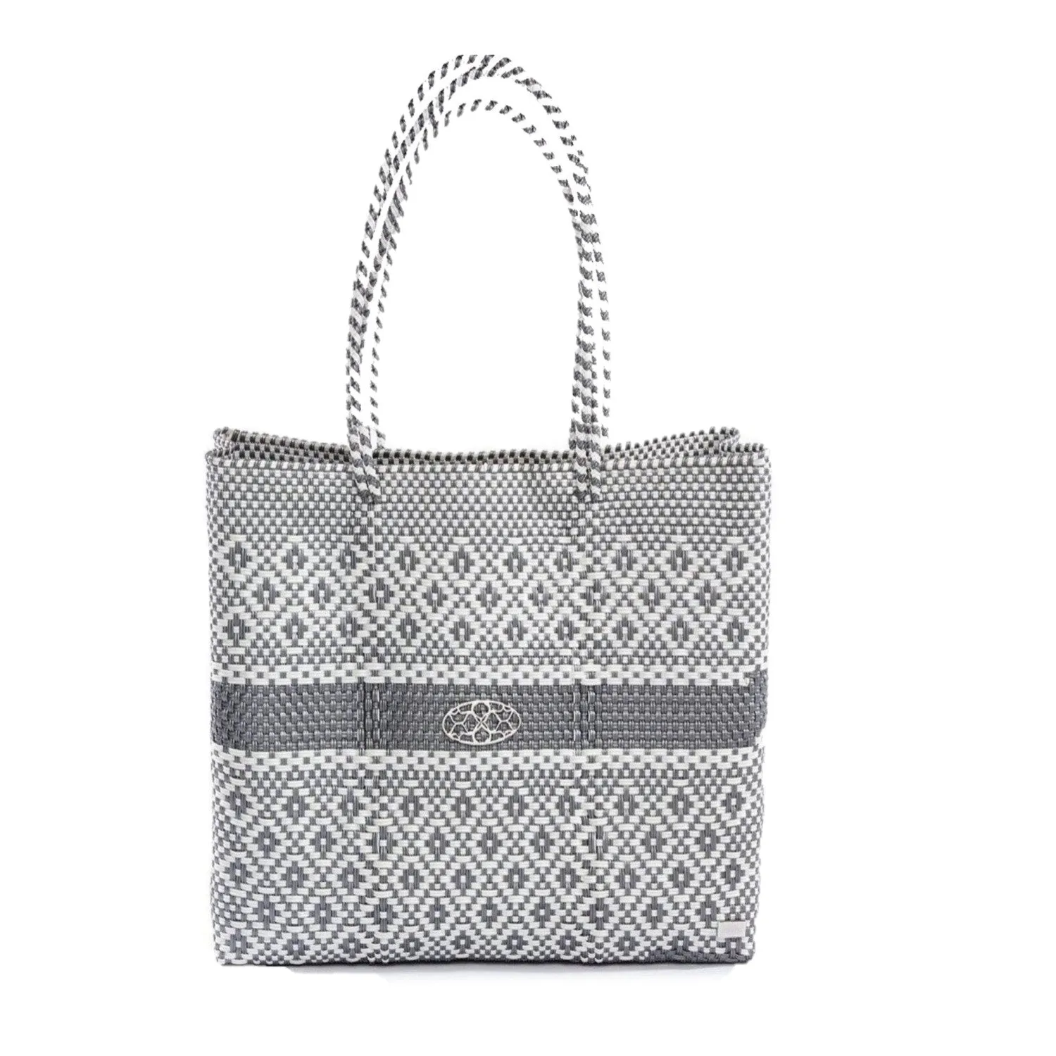 MEDIUM SILVER AZTEC STRIPED TOTE BAG