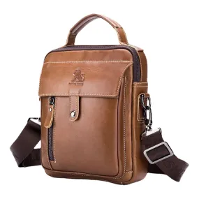 Men Genuine Leather Multi-pocket Waterproof Vintage Handbag Crossbody Bag Shoulder