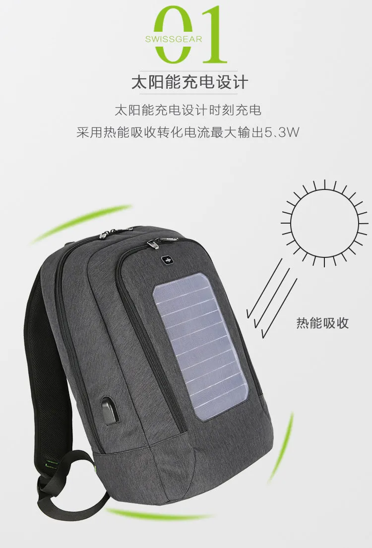 Men's business trip solar charging backpack