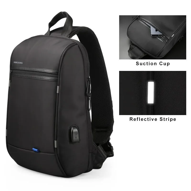 Men's Small Single Shoulder Anti-Theft 13" Laptop Backpack with USB Charging