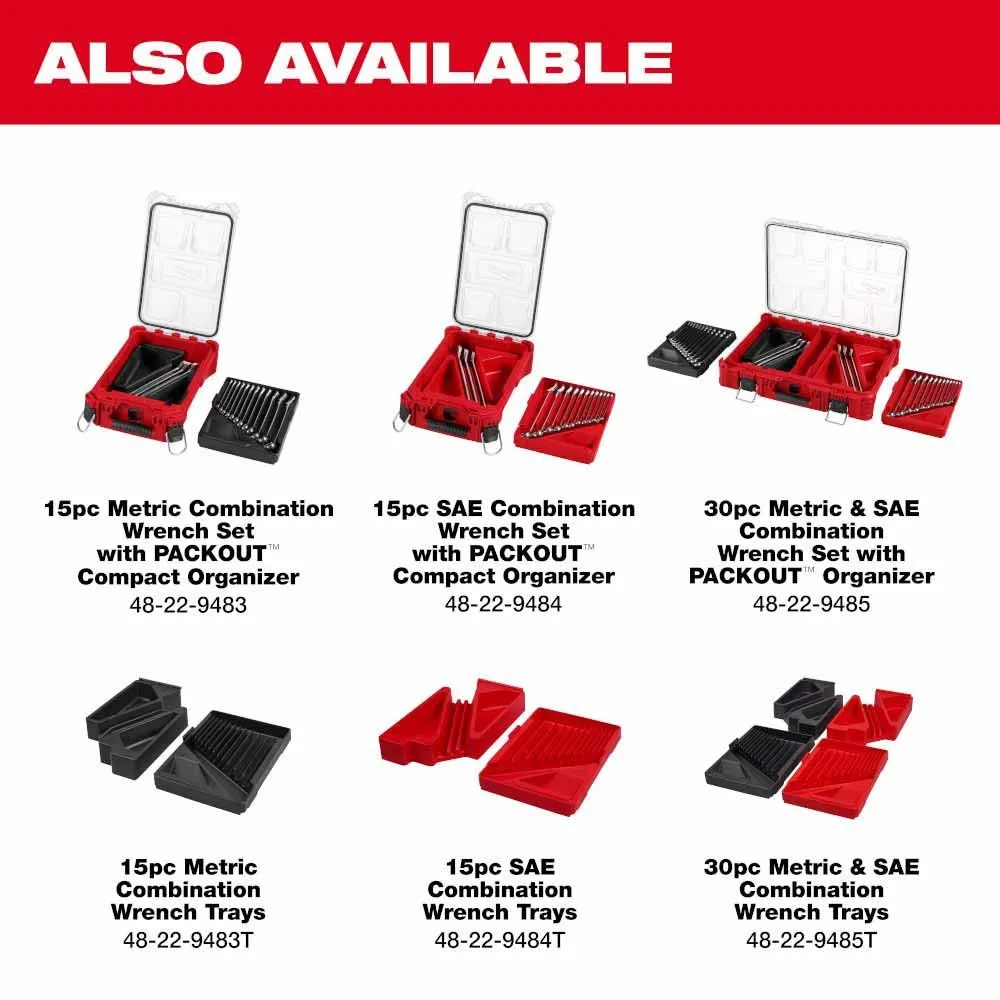 Milwaukee 48-22-9483T 15pc Metric Combination Wrench Trays