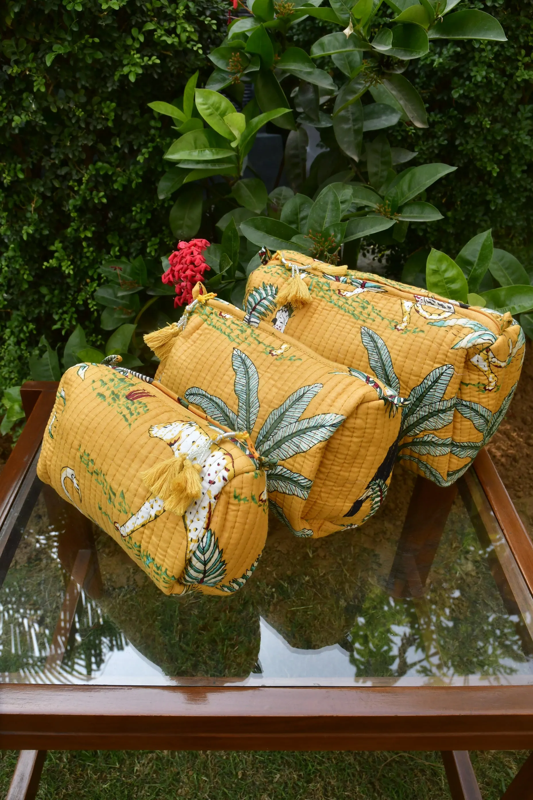 Mustard Yellow Utility Bag, Hand Block Print, Jaipur, Premium Cotton