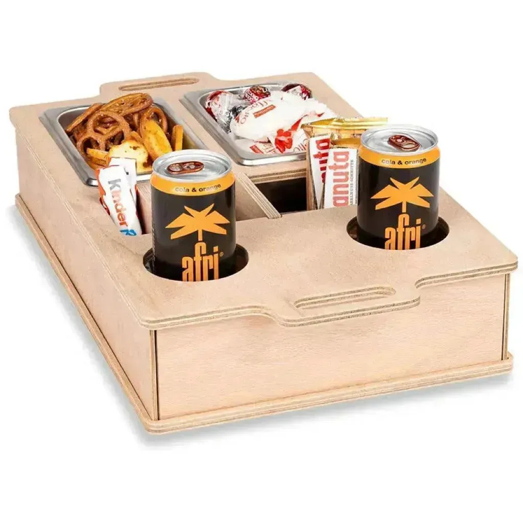 Natural Sofa Butler Snack Drinks Placed Wooden Box Tray