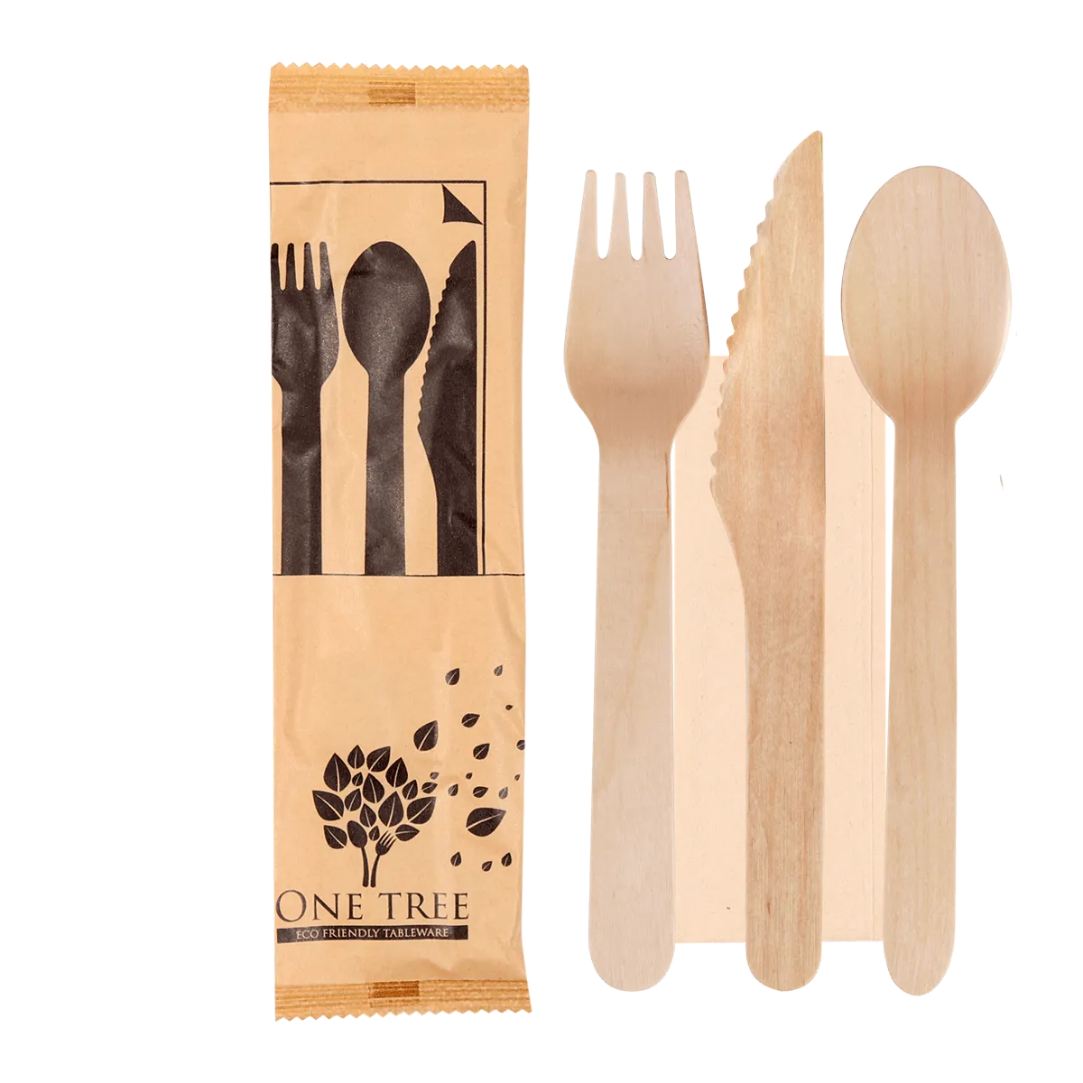 One Tree Wooden Cutlery Set Knife, Fork, Spoon & Napkin 400pcs