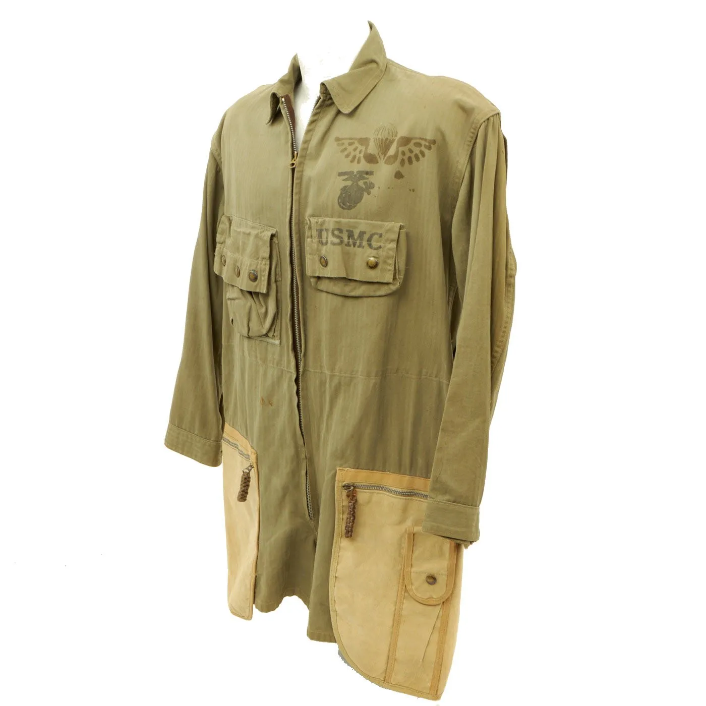 Original U.S. WWII USMC Paramarine Type 1 Jump Smock Paratrooper Jacket with Stencil - As Seen In Book