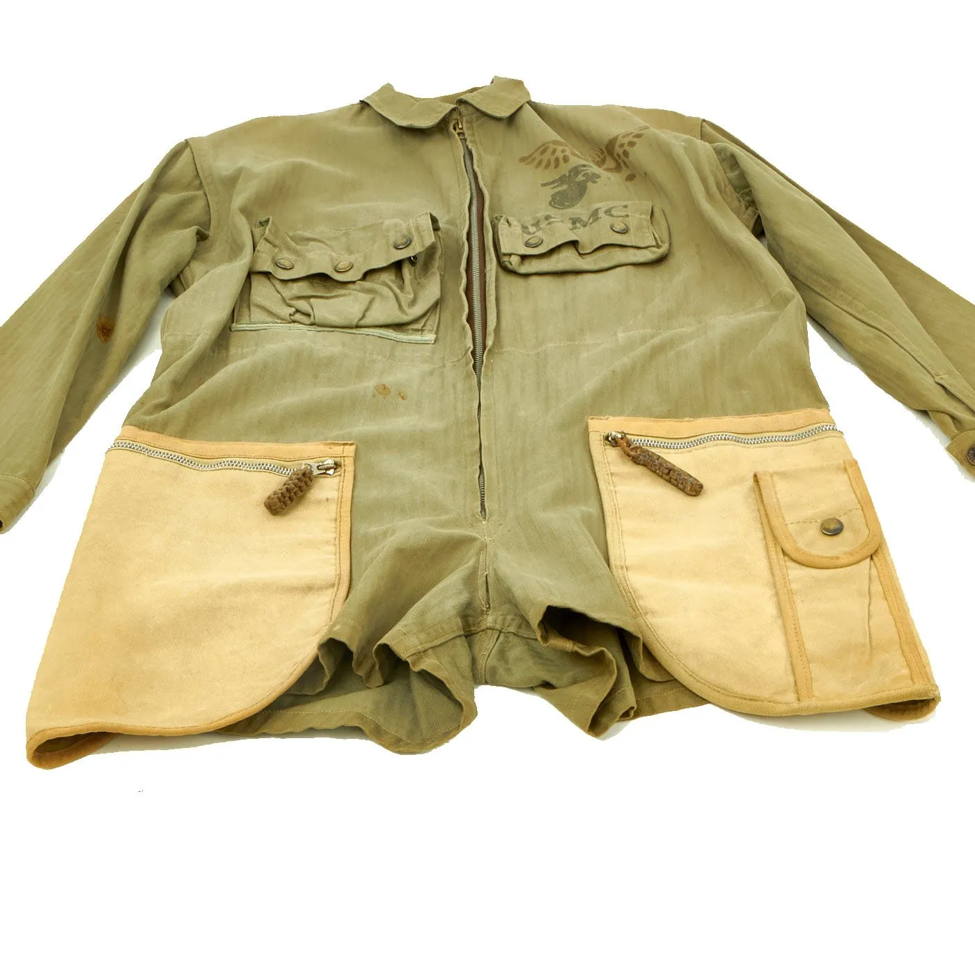 Original U.S. WWII USMC Paramarine Type 1 Jump Smock Paratrooper Jacket with Stencil - As Seen In Book