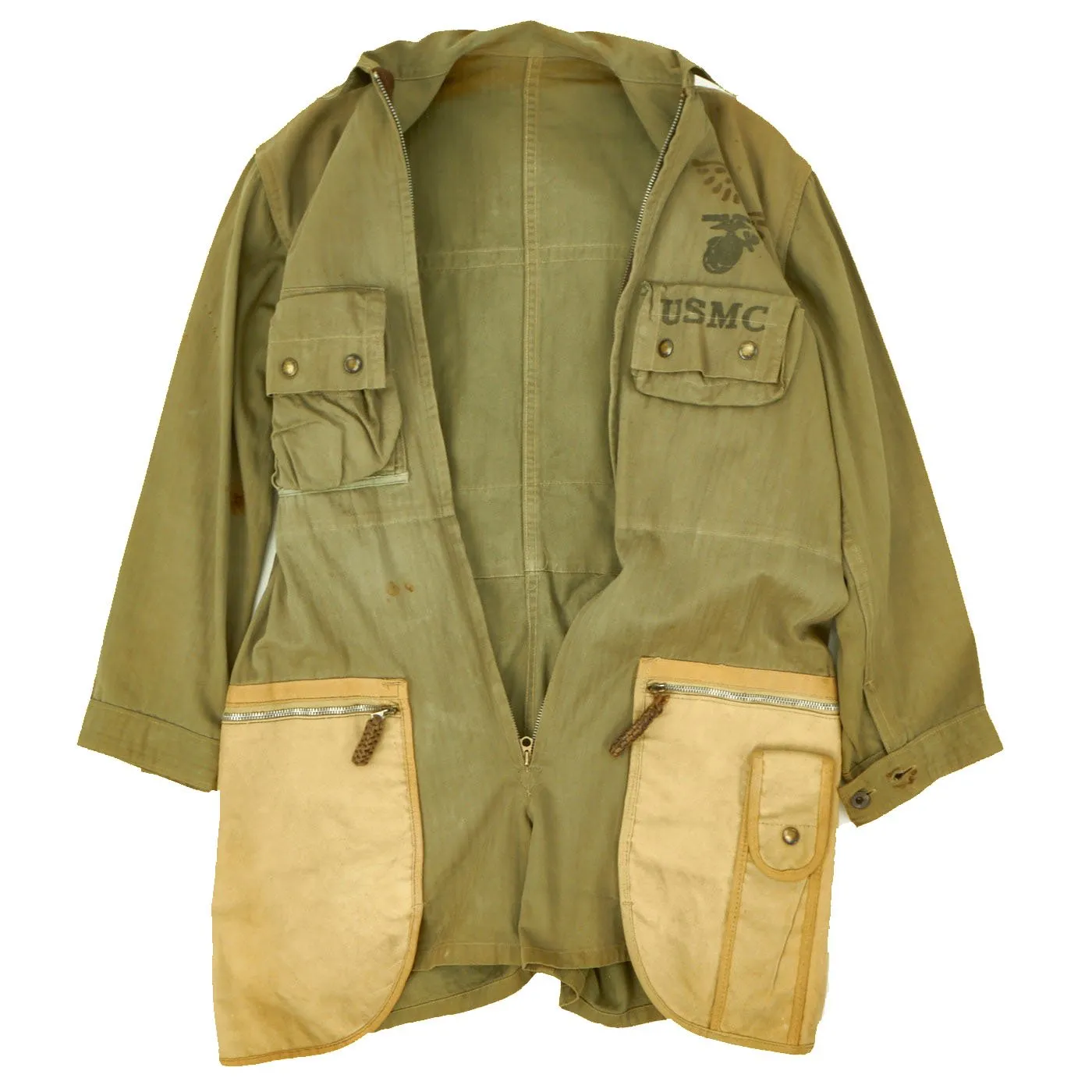 Original U.S. WWII USMC Paramarine Type 1 Jump Smock Paratrooper Jacket with Stencil - As Seen In Book