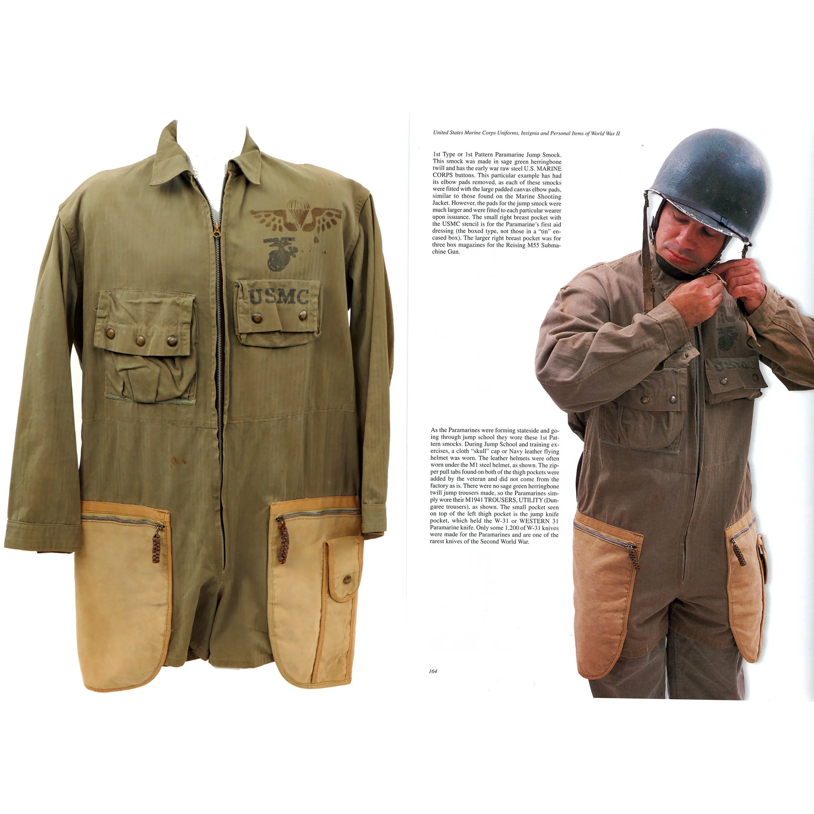 Original U.S. WWII USMC Paramarine Type 1 Jump Smock Paratrooper Jacket with Stencil - As Seen In Book