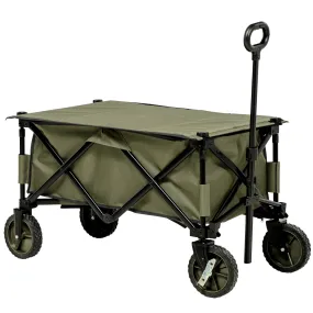 Outsunny Folding Wagon Garden Cart Collapsible Camping Trolley for Outdoor