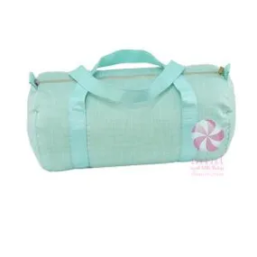 Personalized Mint Chambray Duffel Bag