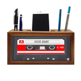 Personalized Wooden Table Organizer - Gray Cassette