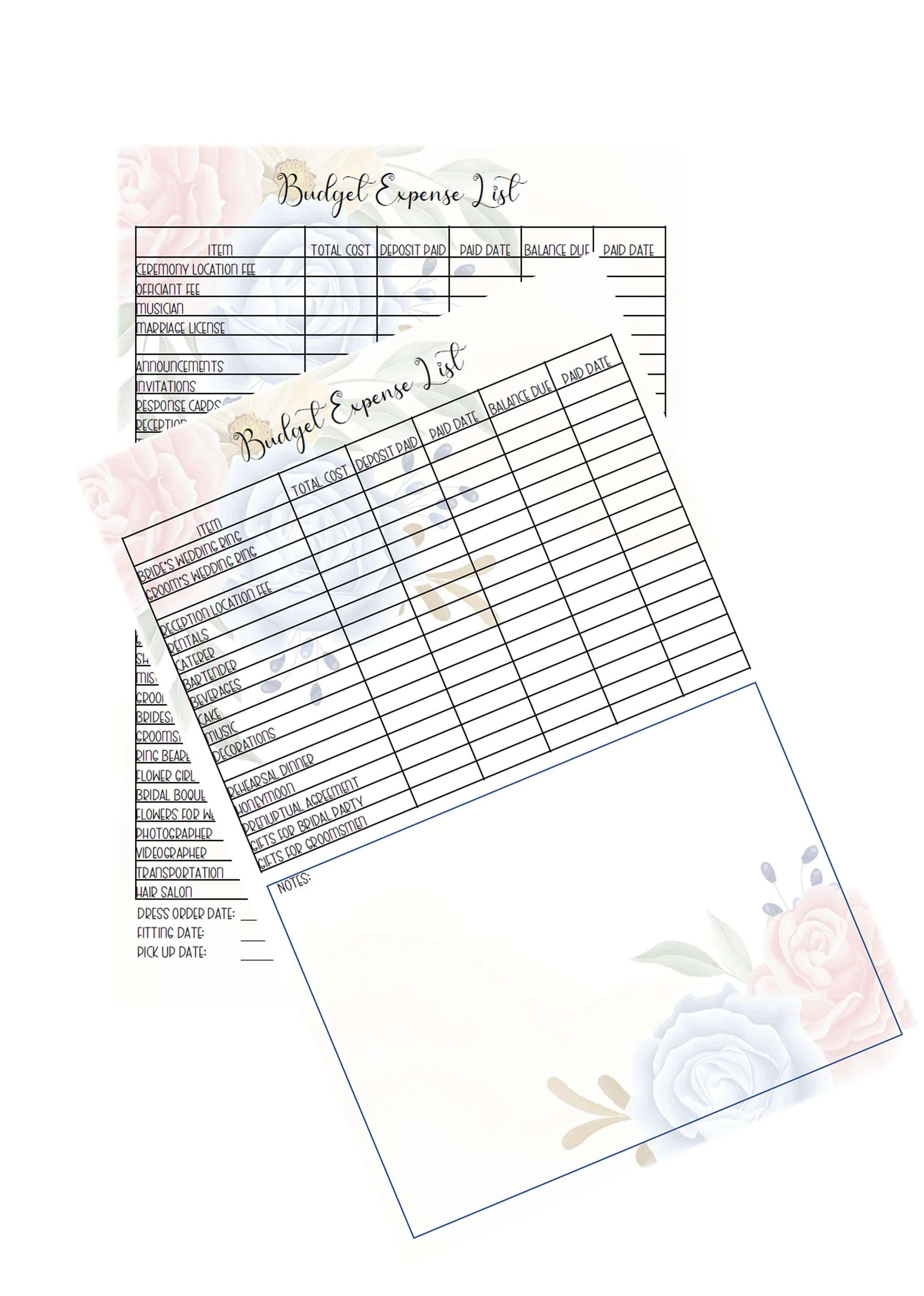 Printable Wedding Planner Organizer with Calendar and Honeymoon Planner