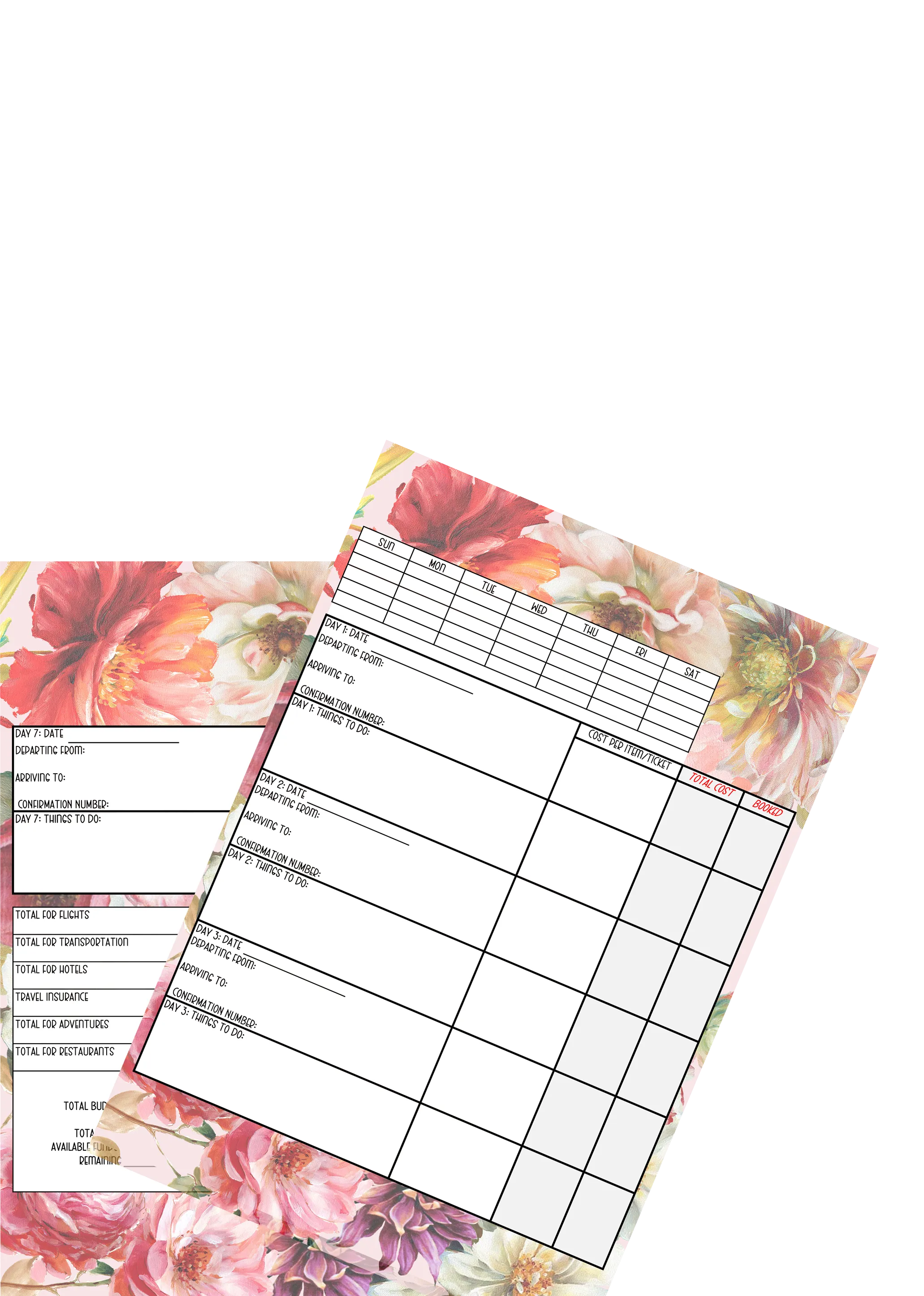 Printable Wedding Planner Organizer with Calendar and Honeymoon Planner