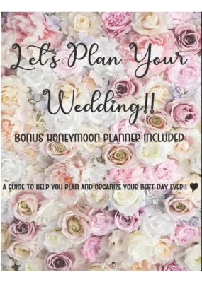 Printable Wedding Planner Organizer with Calendar and Honeymoon Planner