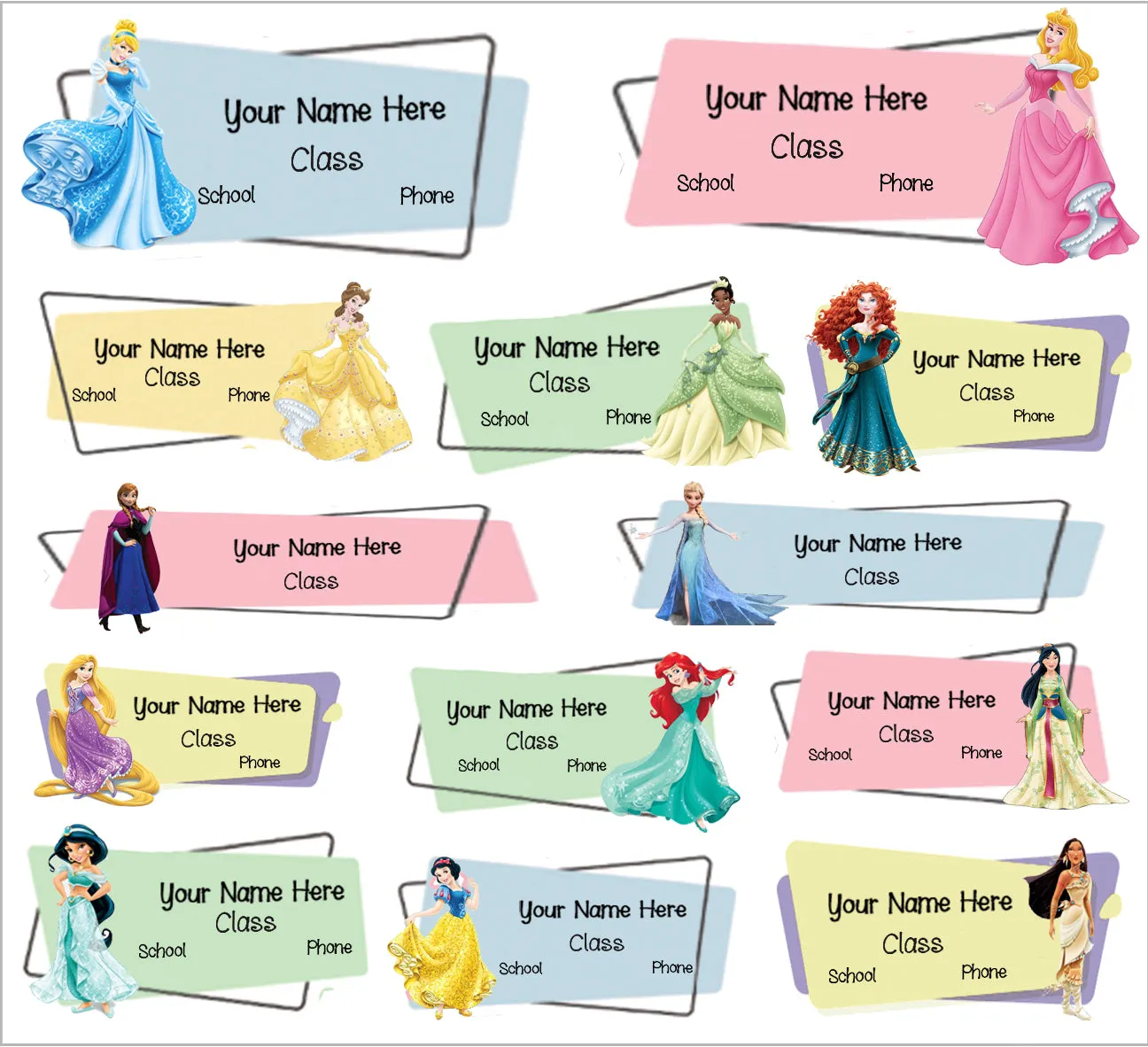 ""Disney Princesses" School labels packs