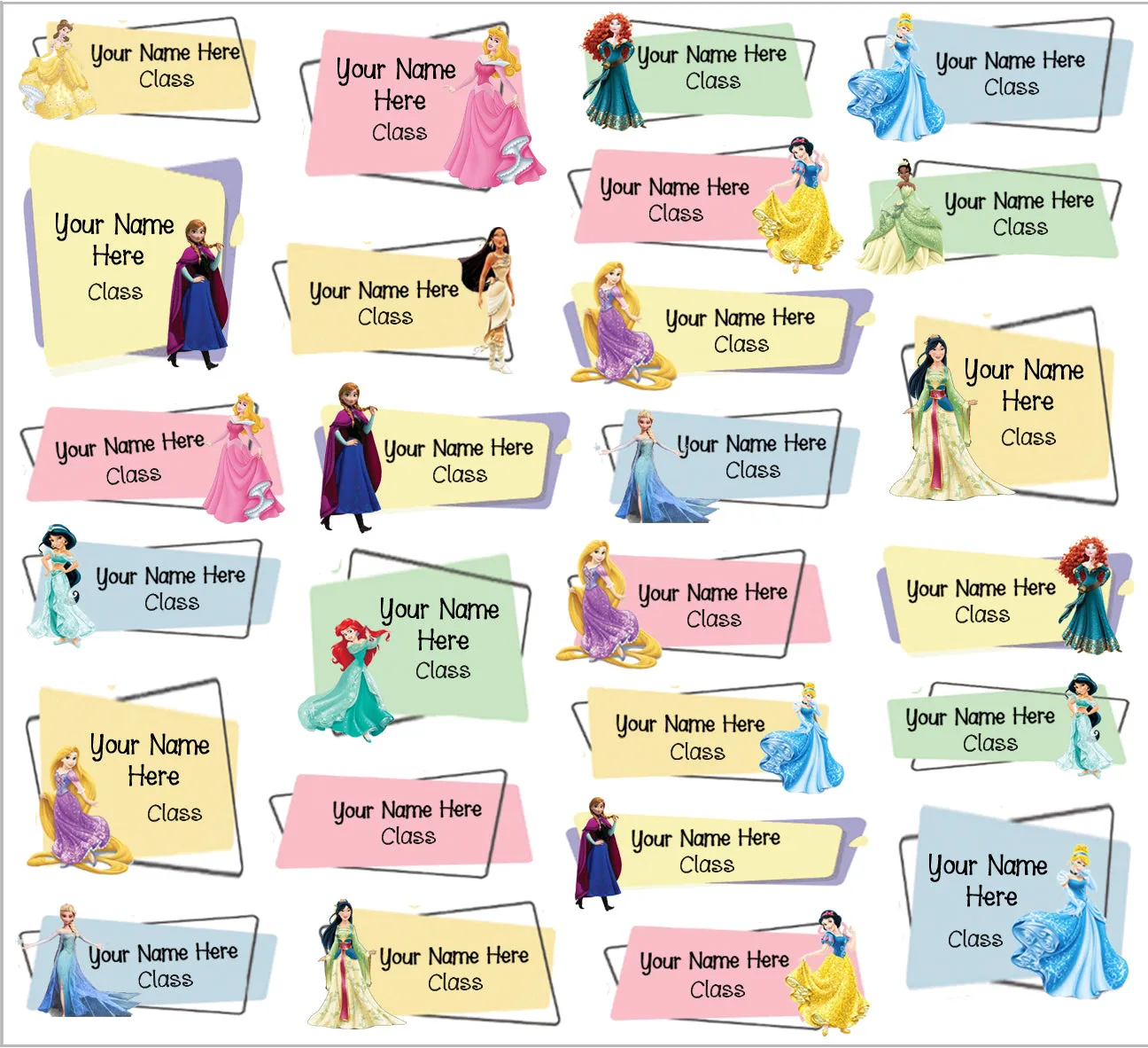 ""Disney Princesses" School labels packs