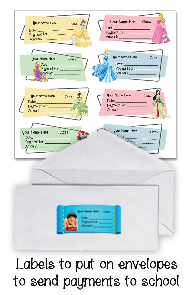 ""Disney Princesses" School labels packs