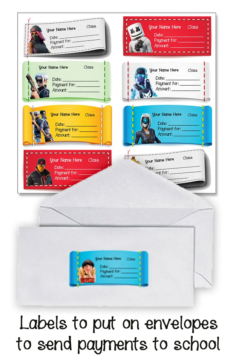 ""Fortnite" School labels packs