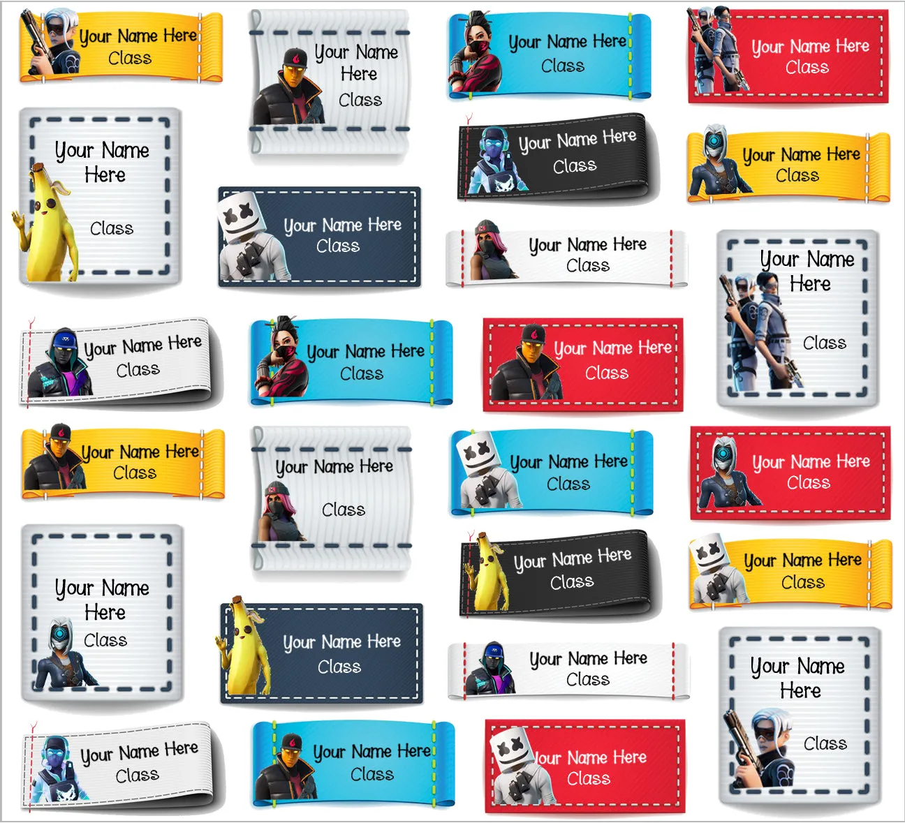 ""Fortnite" School labels packs