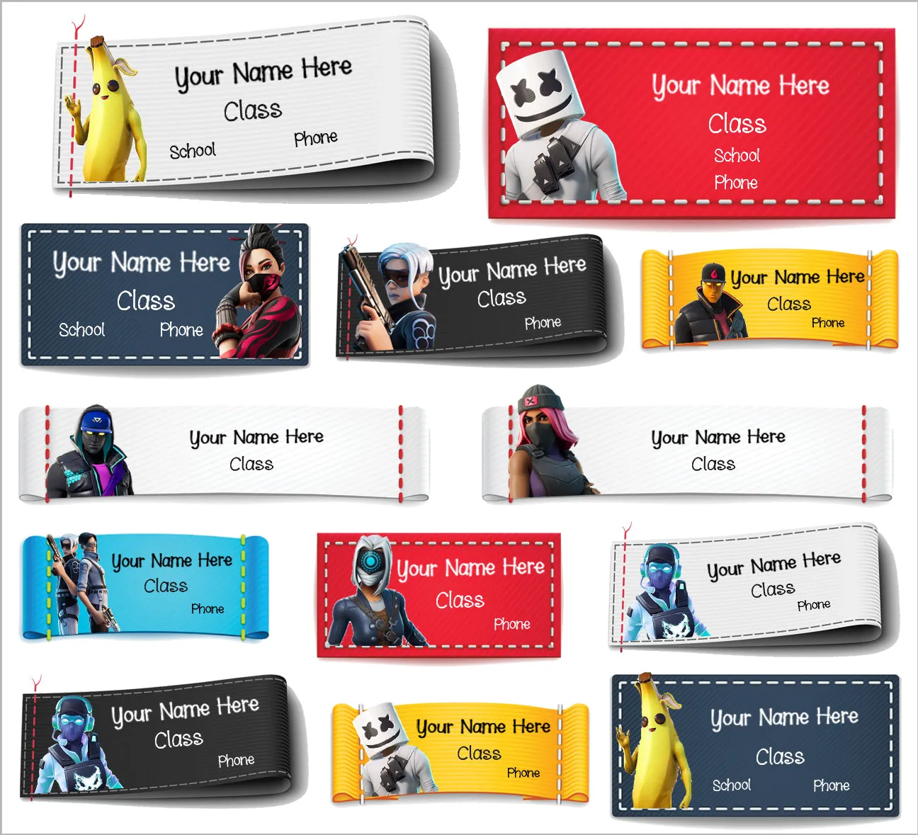 ""Fortnite" School labels packs