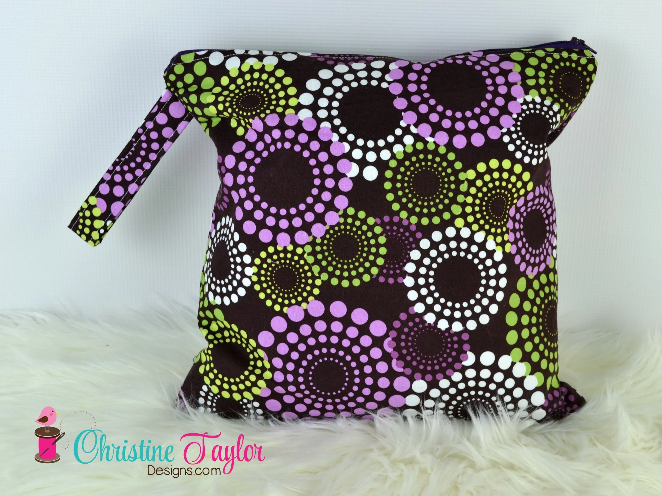 Ready Made MEDIUM SIZE Wet Bag - Purple Geometric