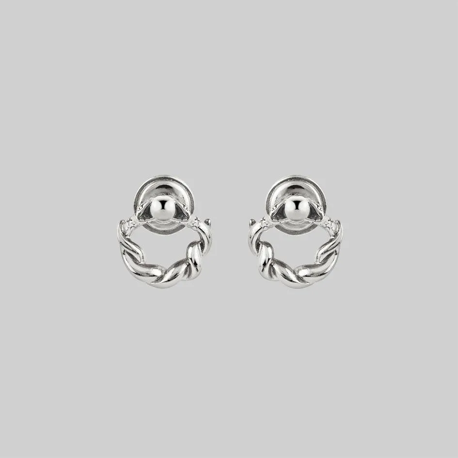 REFUTE. Twisted Snake Door Knocker Earrings - Silver