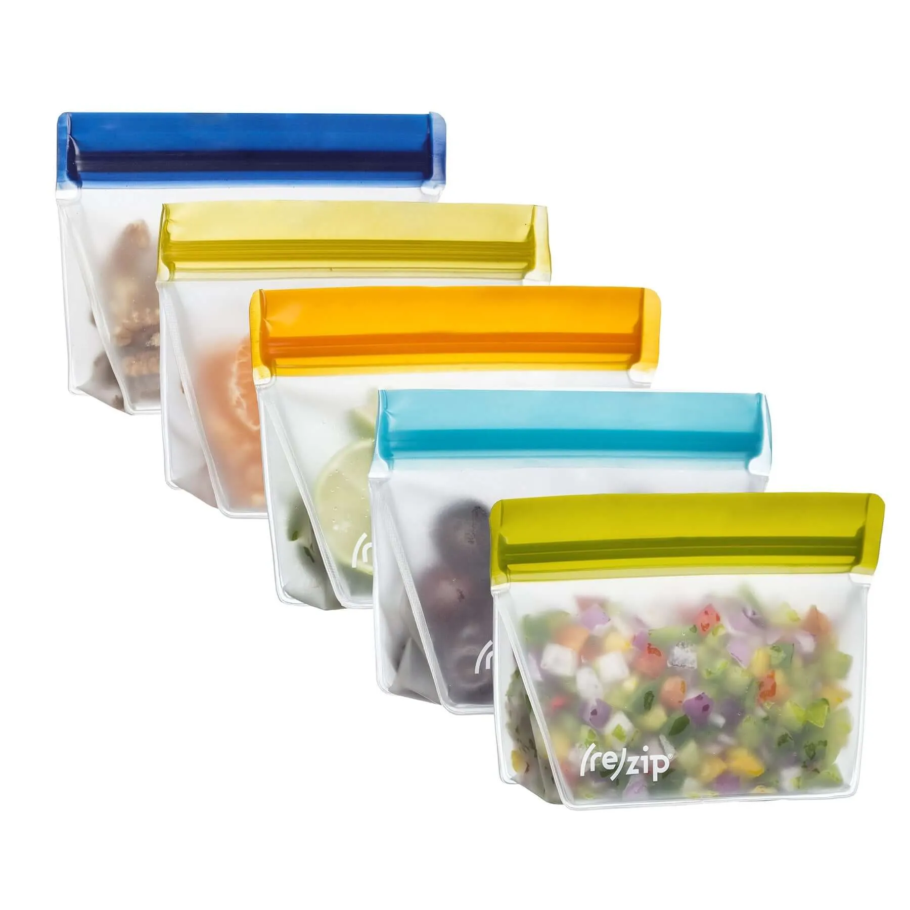 Rezip Stand-Up 1-cup | 8-ounce Leakproof Reusable Storage Bag 5-pack