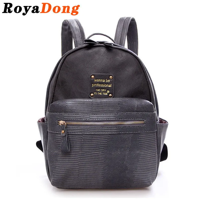 RoyaDong 2016 Brand Women's Backpacks Casual Pu Leather Backpack For Women Serpentine School Bags For Teenagers Girls Book Bag