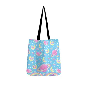 Saturn's Wish Blue Canvas Tote Bag