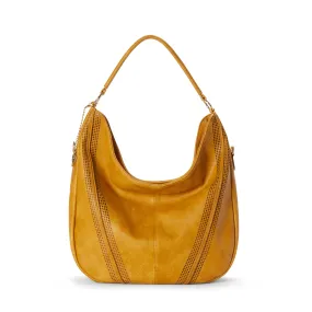 SAVANNAH Perforated Vegan Hobo Bag in Saffron