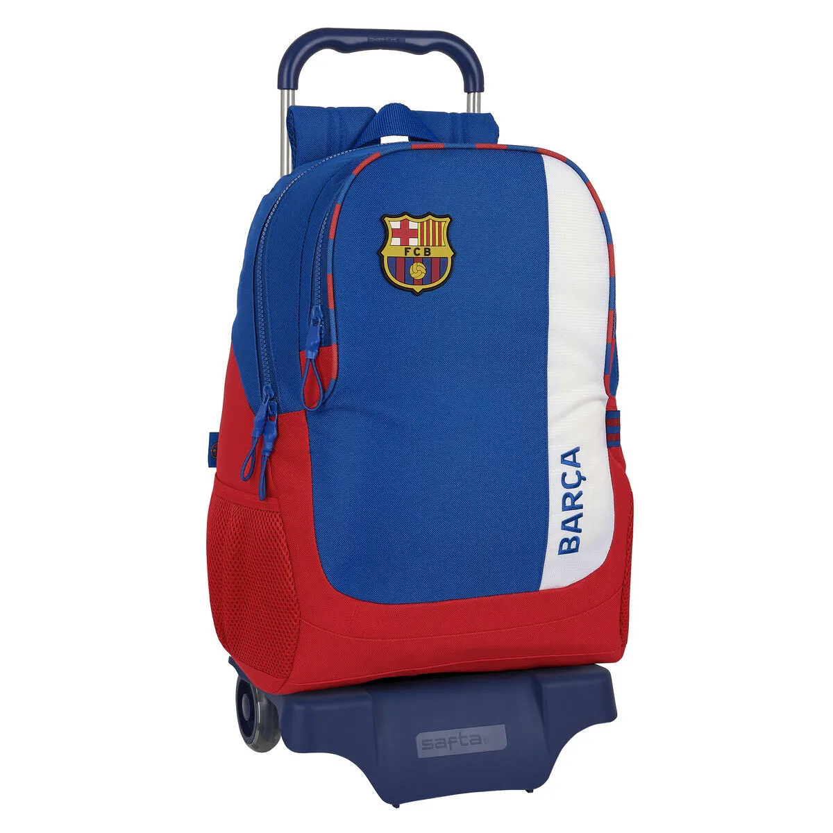 School Rucksack with Wheels F.C. Barcelona Blue Maroon 32 x 44 x 16 cm