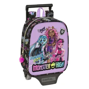 School Rucksack with Wheels Monster High Creep Black 22 x 27 x 10 cm