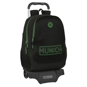 School Rucksack with Wheels Munich Caviar Black 32 x 44 x 16 cm