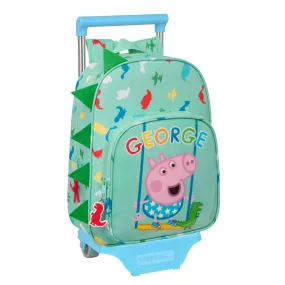 School Rucksack with Wheels Peppa Pig George Mint 26 x 34 x 11 cm