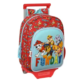 School Rucksack with Wheels The Paw Patrol Funday Blue Red 26 x 34 x 11 cm