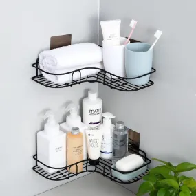 Self-Adhesive Metal Bathroom Corner Rack Storage Shelves, Bathroom Storage Rack Corner, Bathroom Corner Shelf Organizer Storage,Caddy,Bathroom Shelf/Shelves Corner - Single(Pack of 1)